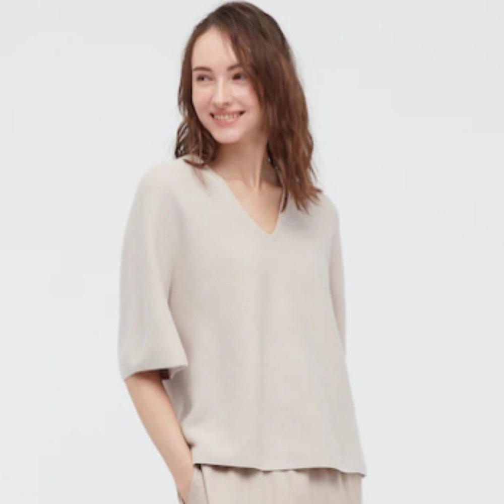 Uniqlo 3D Knit Cotton Half-Sleeve Sweater